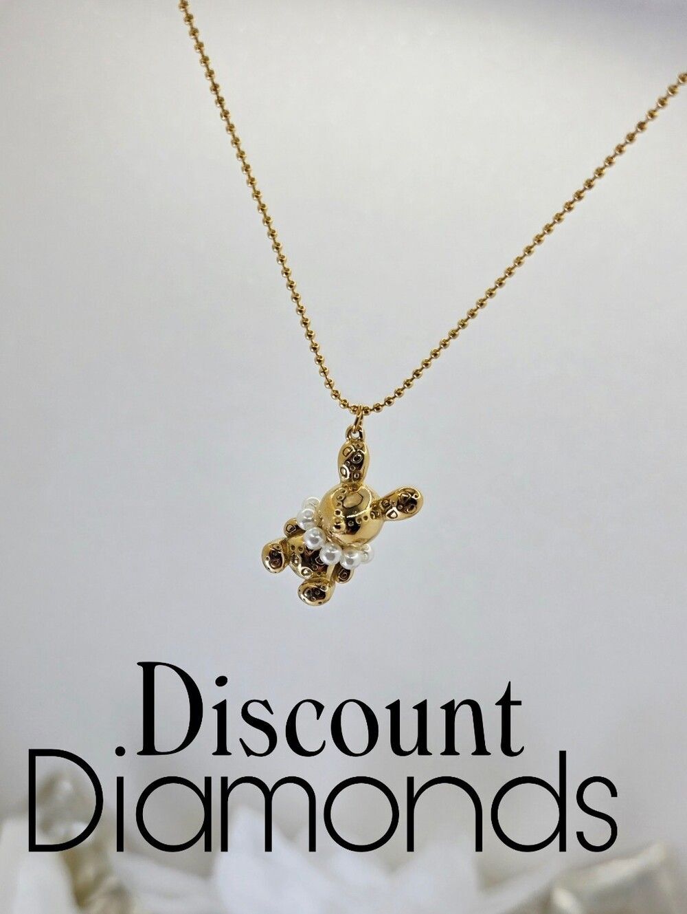 18K Yellow Gold Plated Titanium "Bunny" Necklace